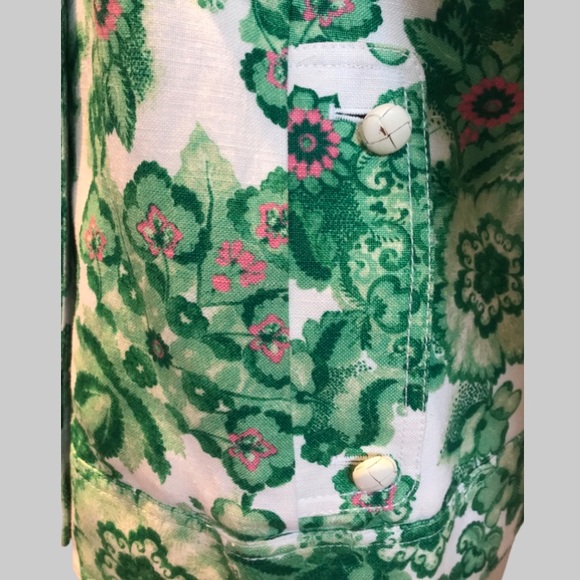 BURBERRY LONDON Women 10 green flower design zipper front jacket - Picture 7 of 15